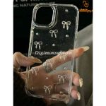 قاب بی رنگ (شفاف) پاپیون برجسته براق برای آیفون - iphone 13 / 14 - Image 3