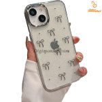 قاب بی رنگ (شفاف) پاپیون برجسته براق برای آیفون - iphone 13 / 14