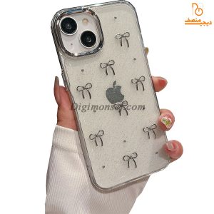 قاب بی رنگ (شفاف) پاپیون برجسته براق برای آیفون – iphone 13 / 14