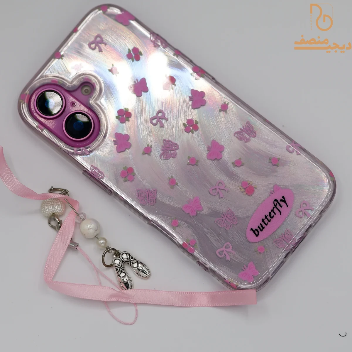 قاب آیفون طرح butterfly به همراه آویز کفش باله - Image 1