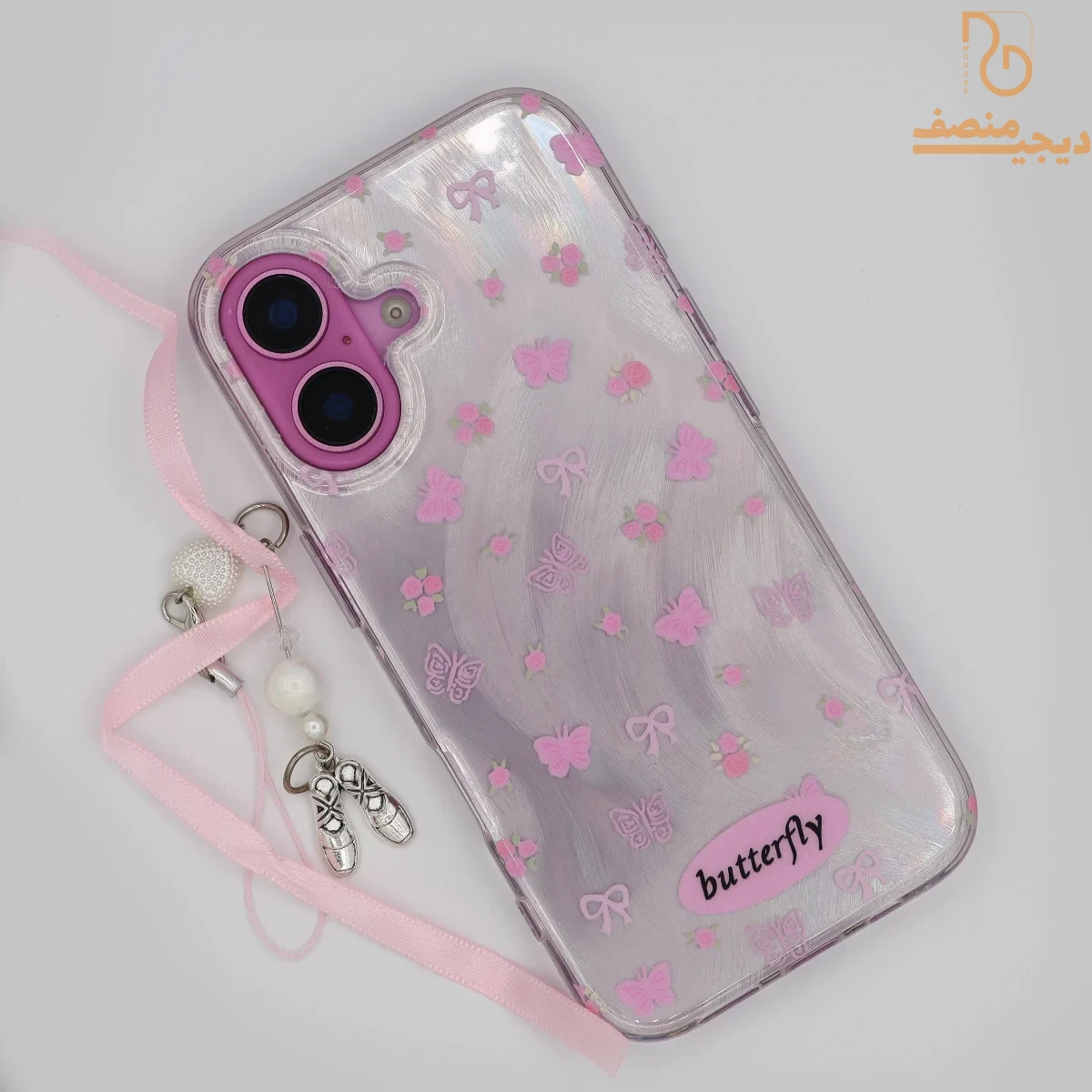 قاب آیفون طرح butterfly به همراه آویز کفش باله - Image 5