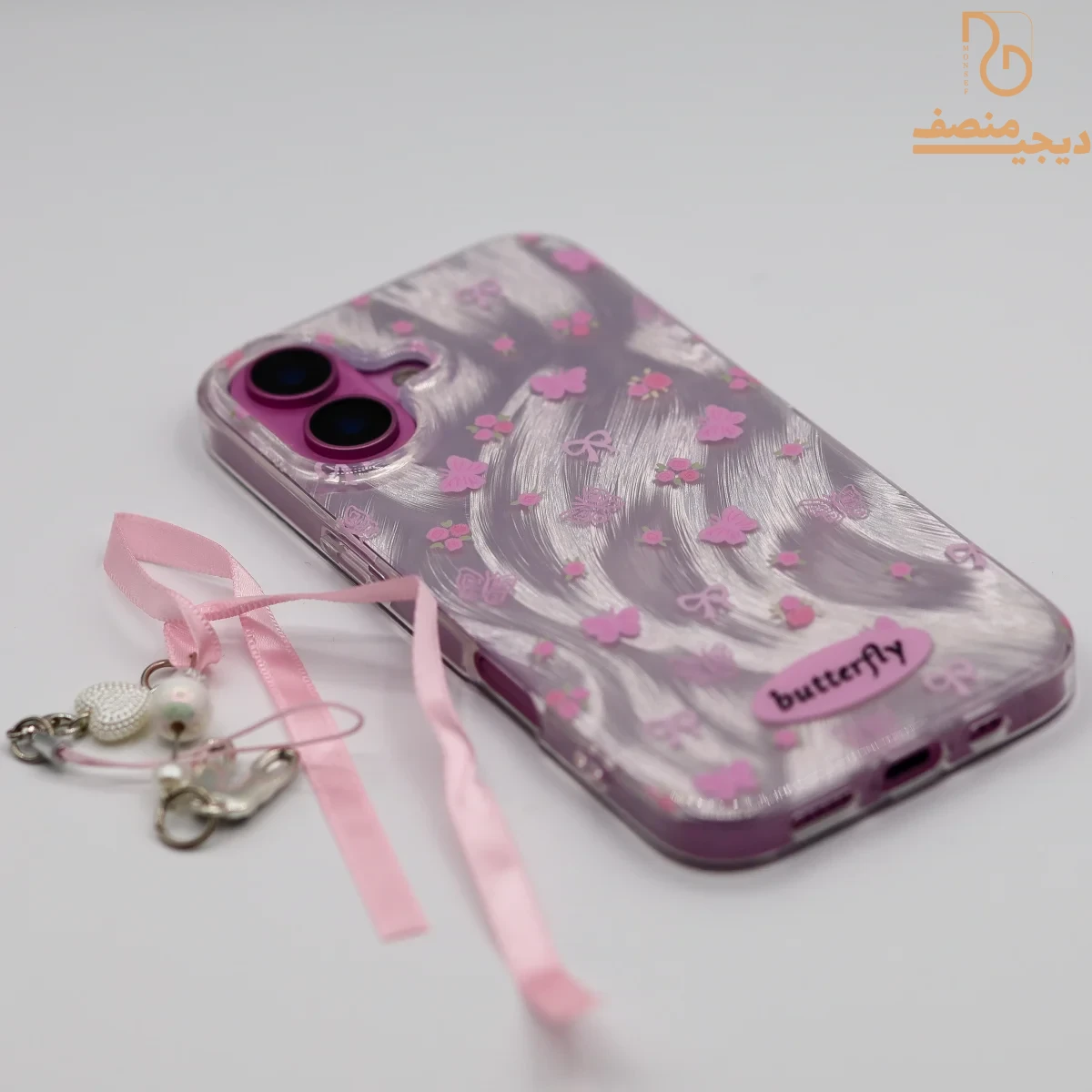 قاب آیفون طرح butterfly به همراه آویز کفش باله - Image 3